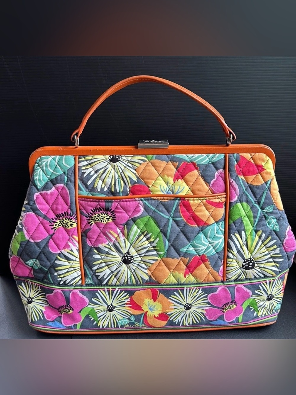 Vera Bradley BARBARA FRAME BAG Jazzy Blooms Multicolored Flowers Retired Print